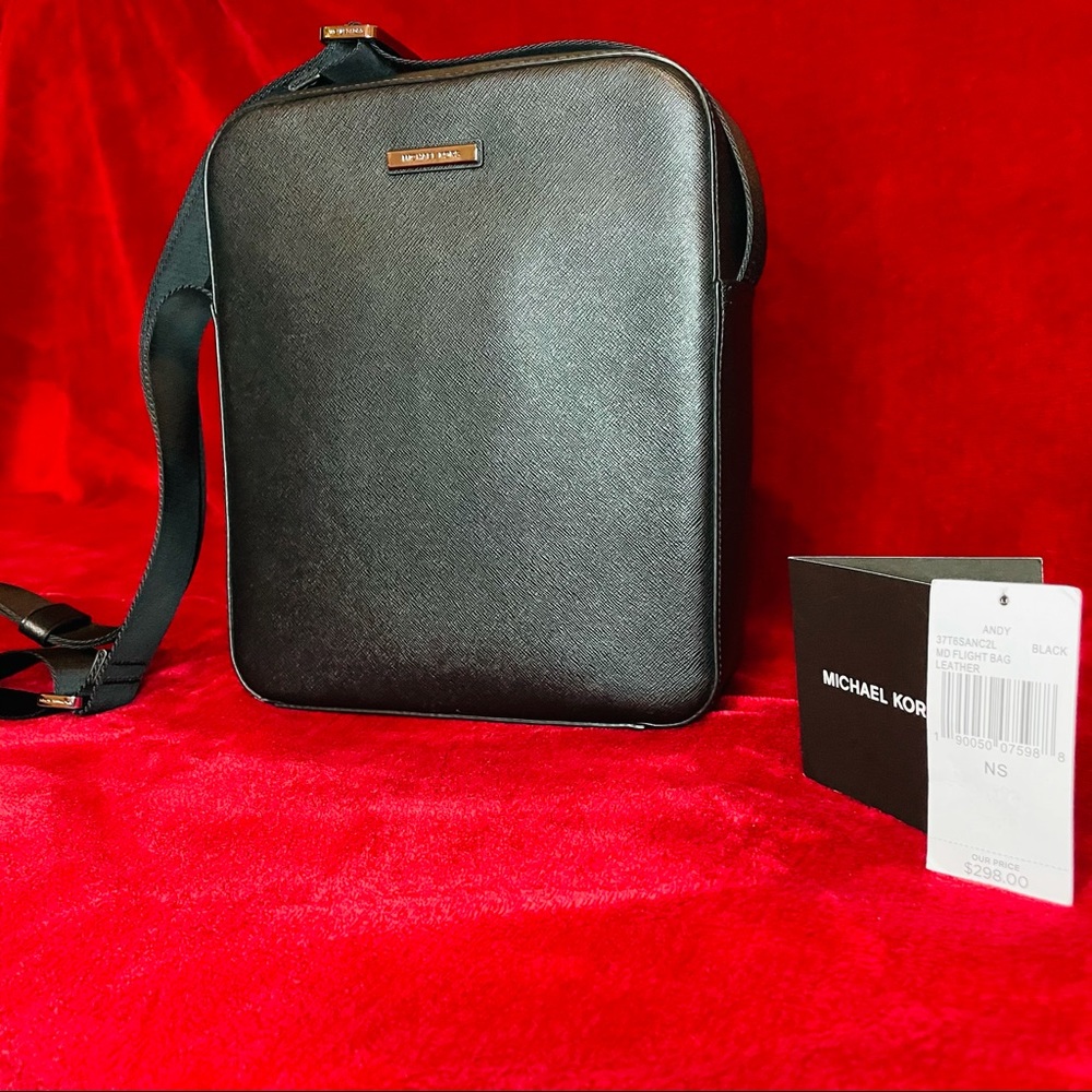 Michael Kors Men’s Andy Flight Bag Black Crossbody - Picture 4 of 15